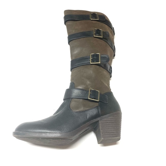 croft & barrow Shoes - Brown & Black Knee Moto Heeled Boots Size 9